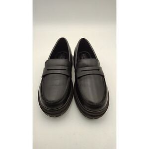 Quince Womens Italian Leather Lug Sole Loafer Black Shoes 5.5